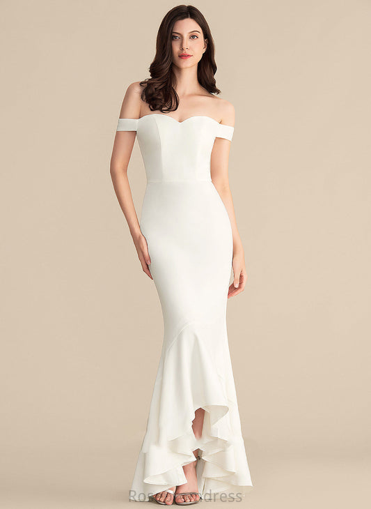 Asymmetrical Stretch Trumpet/Mermaid Dress Wedding Dresses Crepe Off-the-Shoulder Wedding Danna