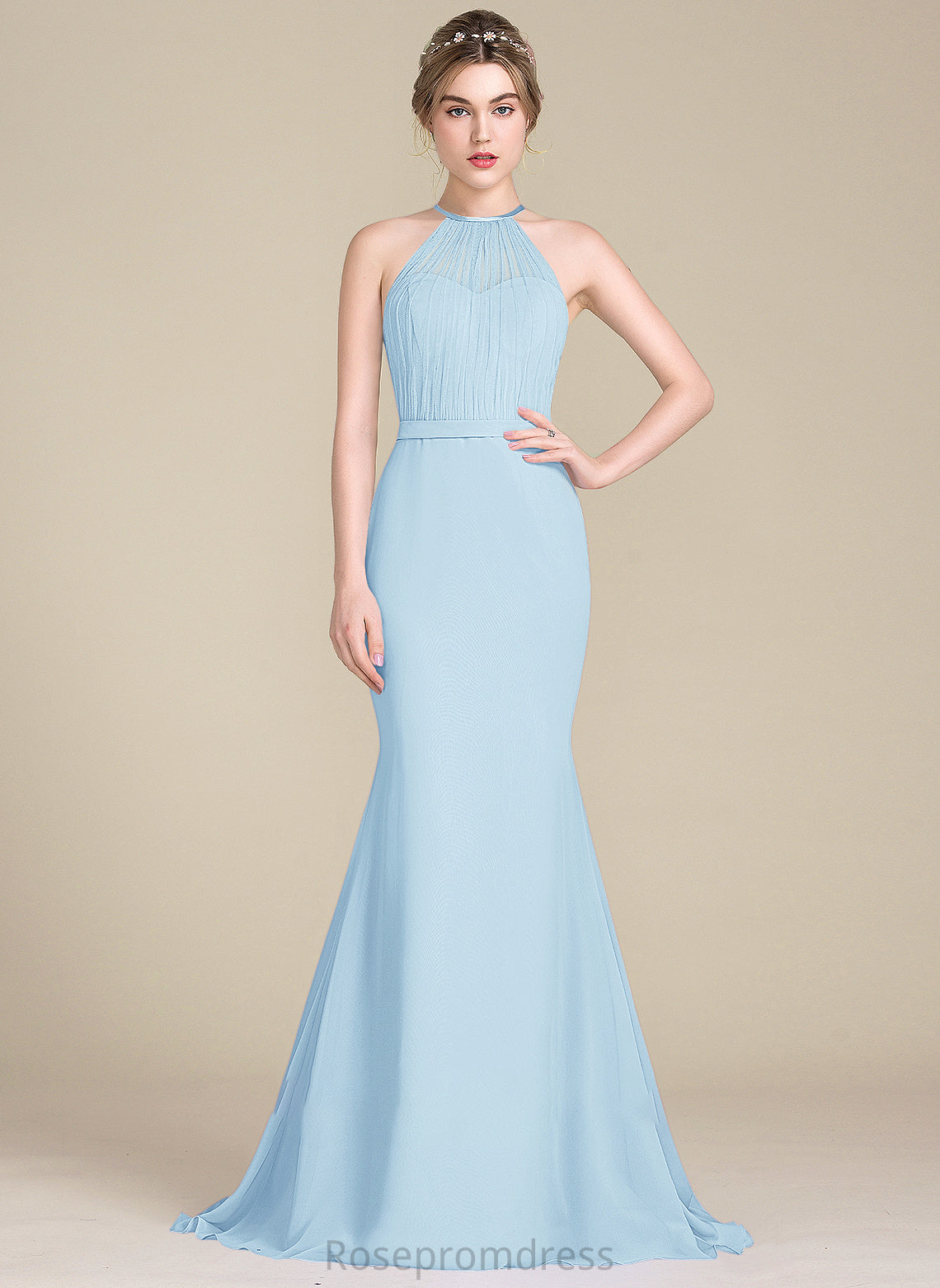 Length SweepTrain ScoopNeck Ruffle Neckline Fabric Embellishment Silhouette Trumpet/Mermaid Gwen Floor Length Short Sleeves Bridesmaid Dresses