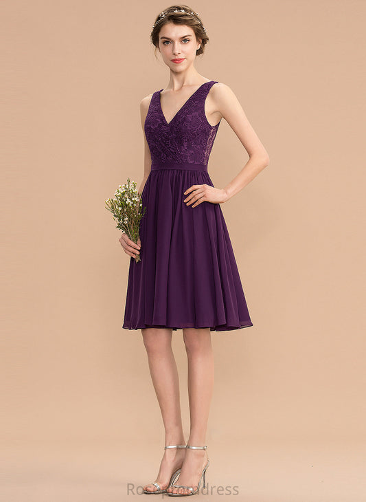 Length A-Line Ruffle Knee-Length V-neck Fabric Silhouette Neckline Embellishment Ireland Bridesmaid Dresses