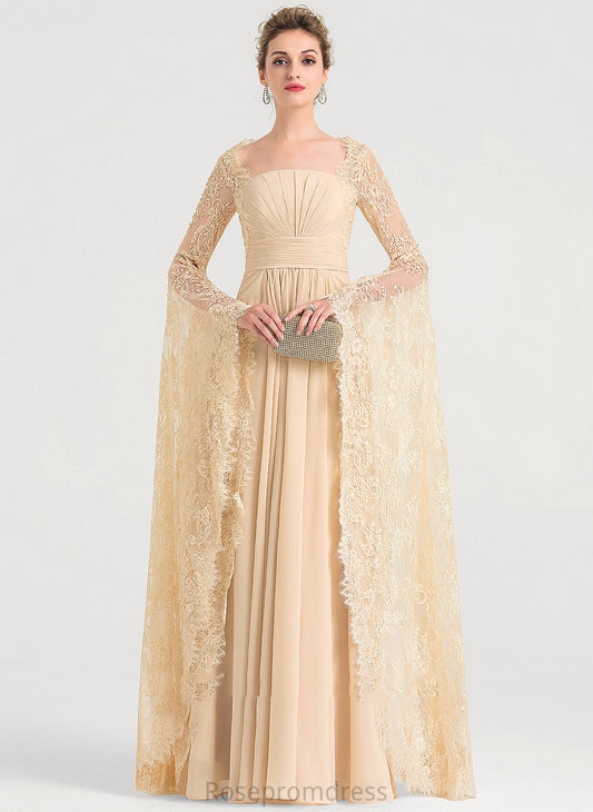 Neckline Wedding Ruffle With Floor-Length Wedding Dresses Square Chiffon Dress Nan A-Line Beading