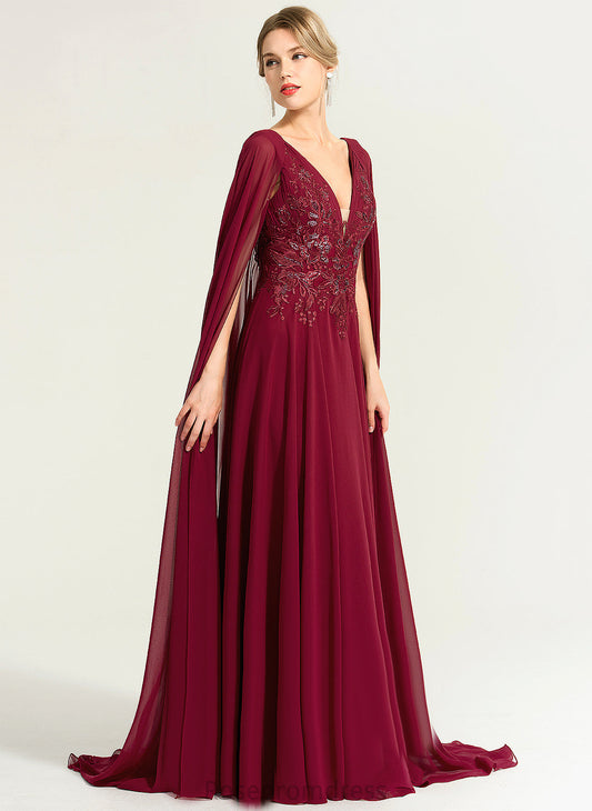 Lace With Aylin V-neck Sweep Chiffon Sequins A-Line Wedding Train Dress Wedding Dresses