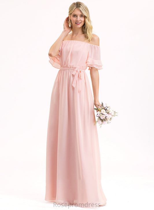 Floor-Length Neckline Silhouette CascadingRuffles Length Fabric Bow(s) Embellishment Off-the-Shoulder A-Line Emerson A-Line/Princess Bridesmaid Dresses