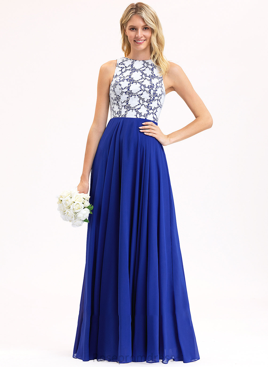 ScoopNeck Lace Silhouette Length Neckline Fabric Straps A-Line Floor-Length Cornelia Bridesmaid Dresses