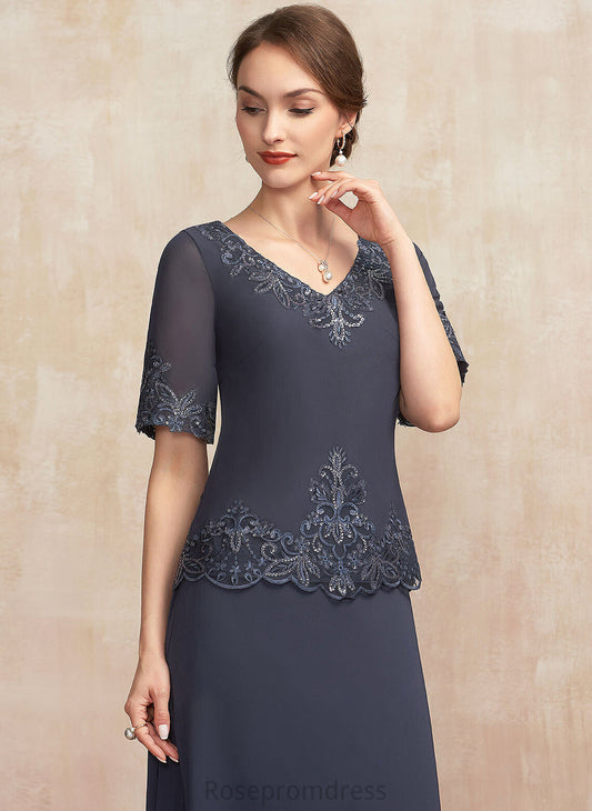 Mother of the Bride Dresses Mother Lace the V-neck Bride Chiffon of Ankle-Length With A-Line Brianna Dress Sequins