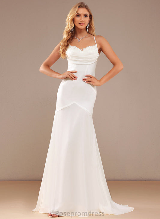 Chiffon Lace V-neck Train Wedding Dresses Wedding Trumpet/Mermaid Sweep Dress Kaylie With