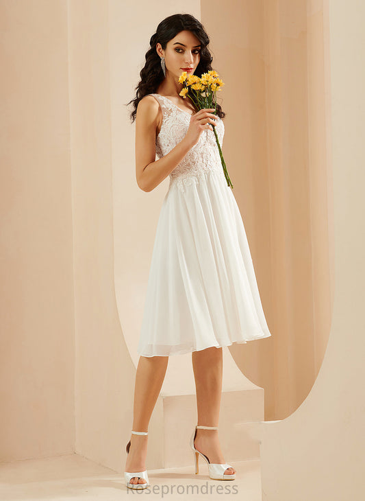 A-Line Knee-Length With Kassidy Dress Wedding Dresses Lace V-neck Wedding Sequins