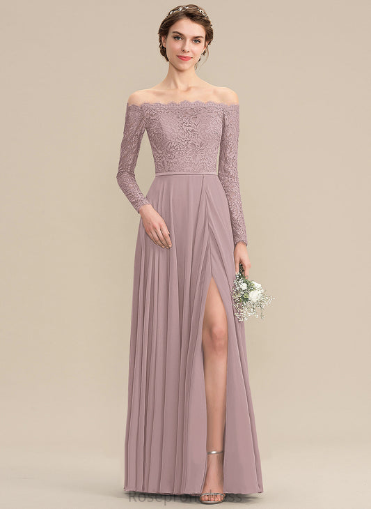 Lace OfftheShoulder Floor-Length Length Silhouette Straps&Sleeves A-line Fabric Neckline Cheyanne Floor Length V-Neck Bridesmaid Dresses