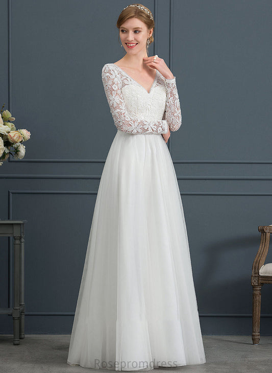 A-Line Wedding Dresses Tulle V-neck Floor-Length Wedding Dress Maia