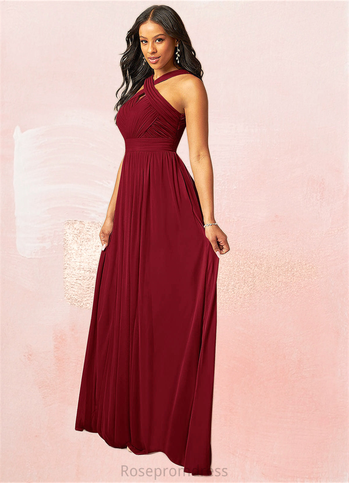 Ayana A-Line Pleated Mesh Floor-Length Dress SRSP0019715