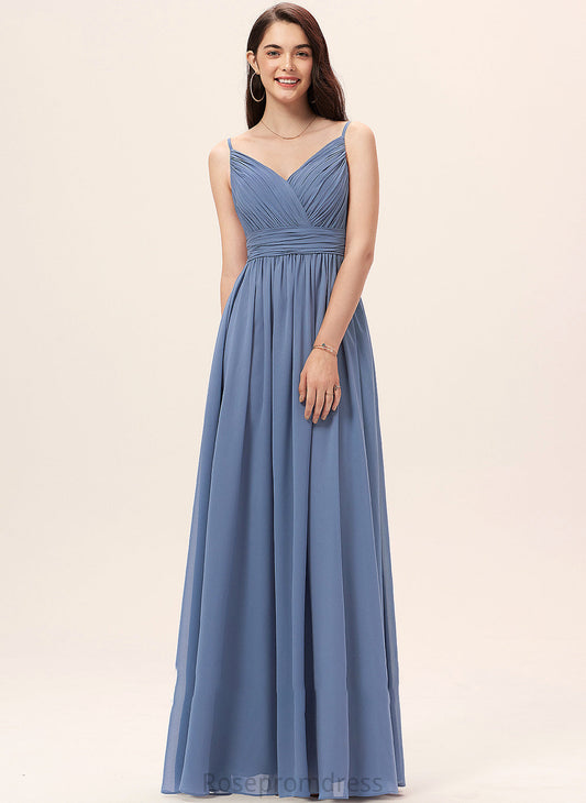 Fabric V-neck A-Line Neckline Length Straps Silhouette Floor-Length Izabelle Sleeveless Natural Waist A-Line/Princess Bridesmaid Dresses