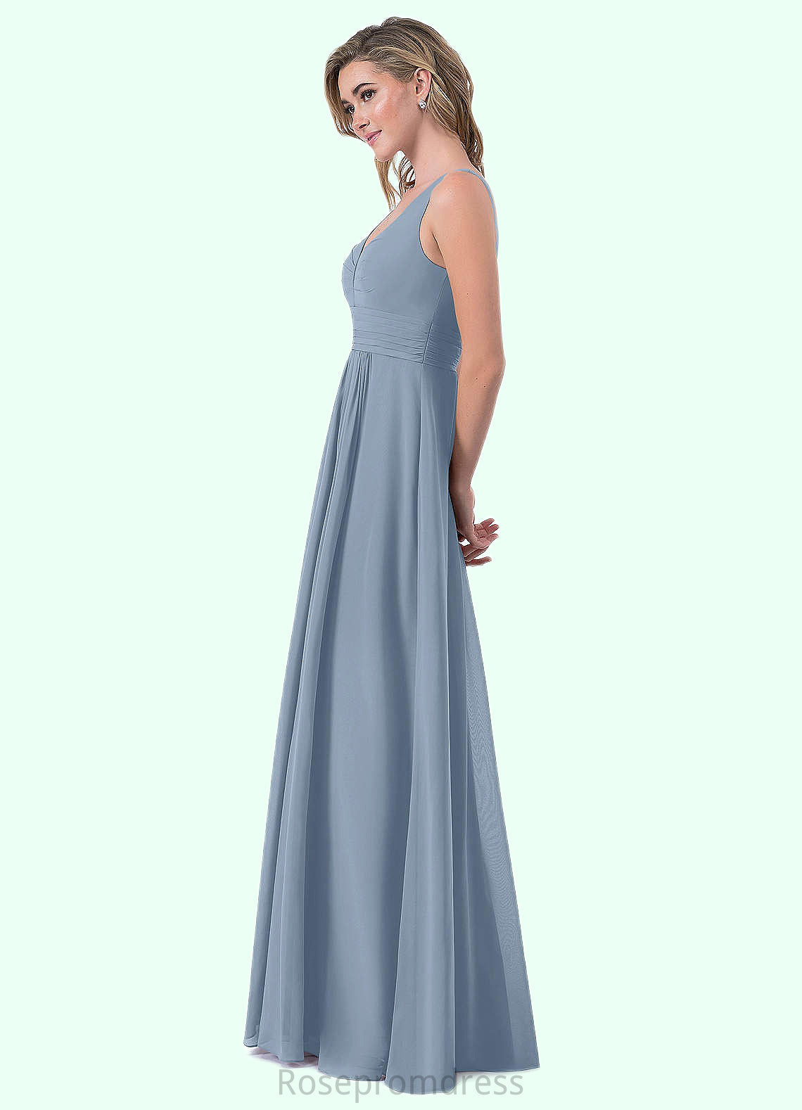 Isabella A-Line Pleated Chiffon Floor-Length Dress SRSP0019753