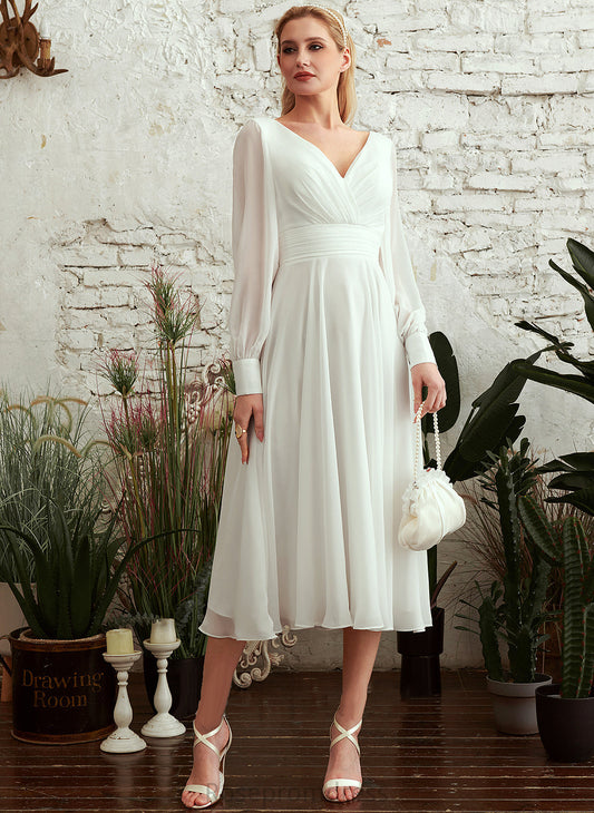Areli Wedding Tea-Length A-Line Wedding Dresses Dress V-neck