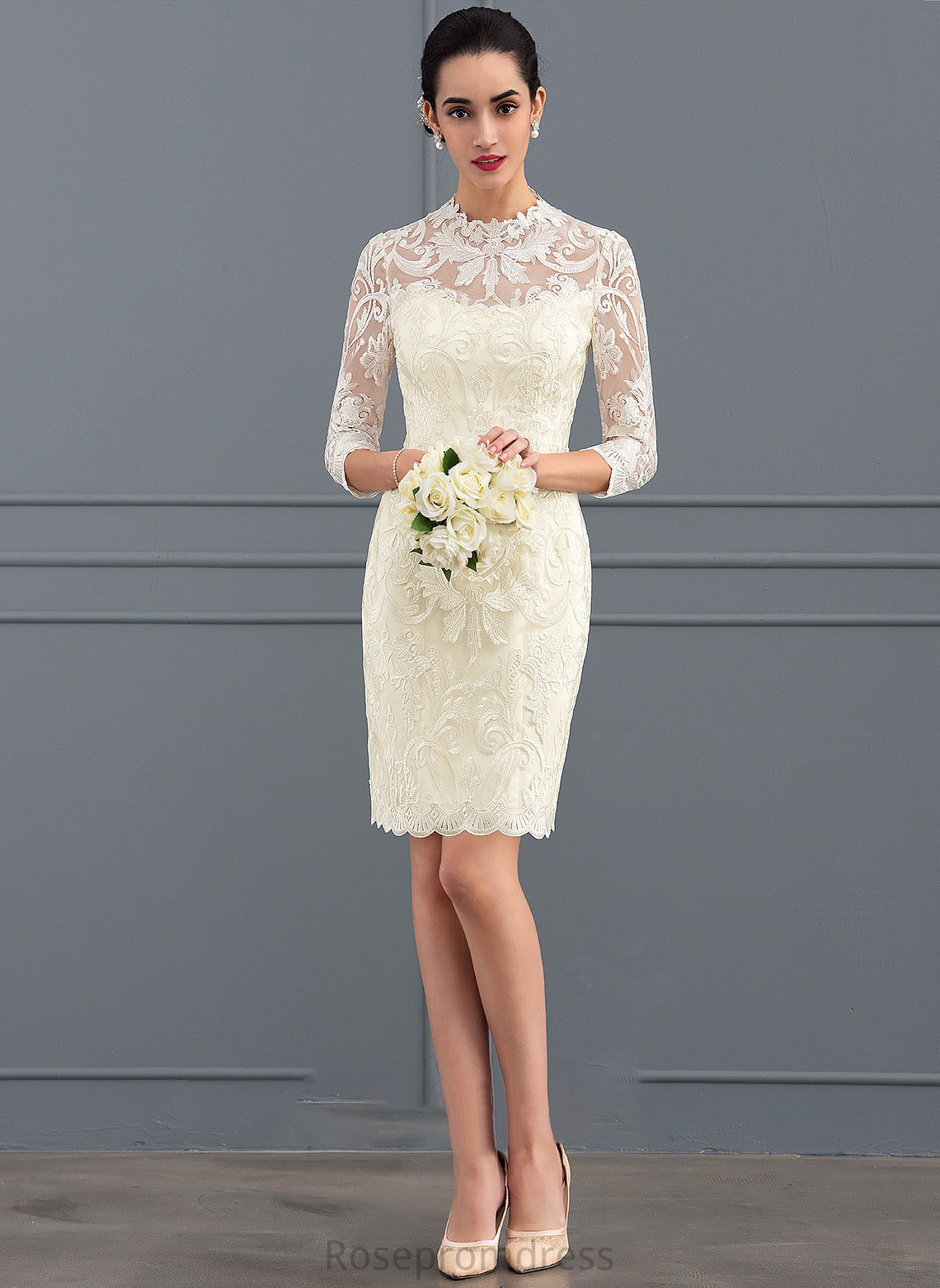Neck Leia Wedding Dresses Sheath/Column Dress Lace High Knee-Length Wedding
