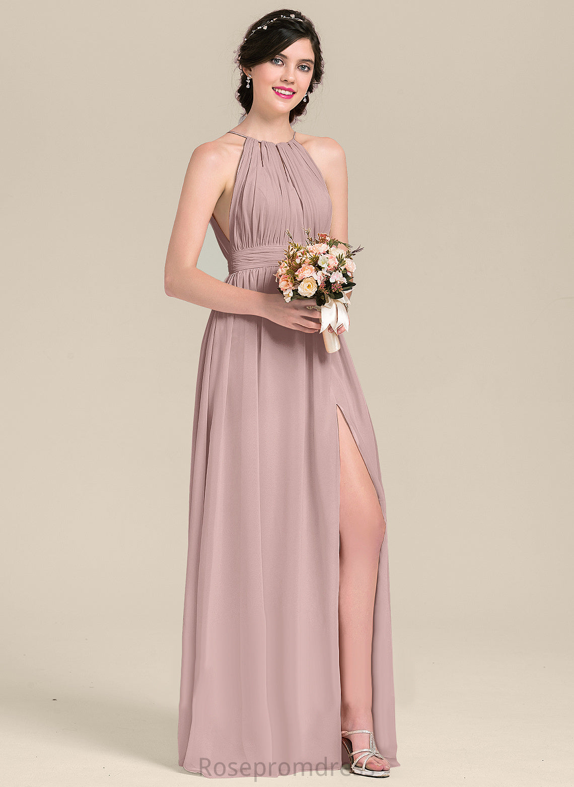 Scoop Silhouette Fabric Floor-Length Neckline Straps&Sleeves A-line Length Karma Floor Length Sleeveless Natural Waist Bridesmaid Dresses