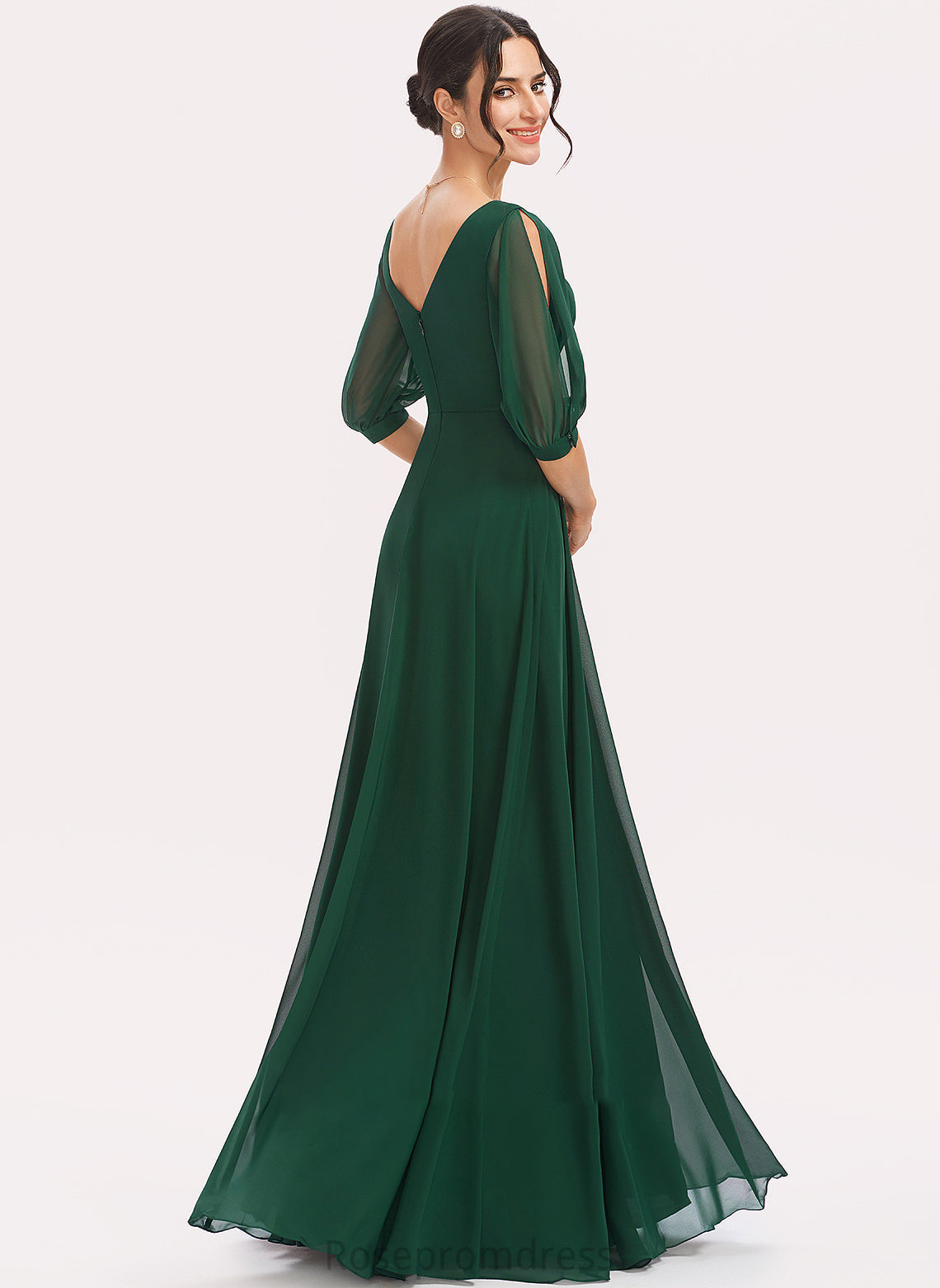 Ruffle A-Line Length V-neck Neckline Floor-Length Silhouette Fabric Embellishment Kiersten Bridesmaid Dresses