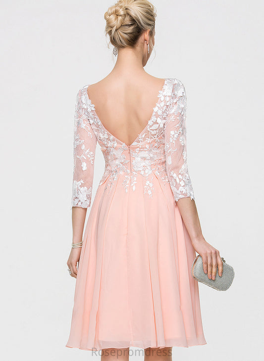 Chiffon Wedding Dresses Neck Dress Scoop Avery Knee-Length Wedding