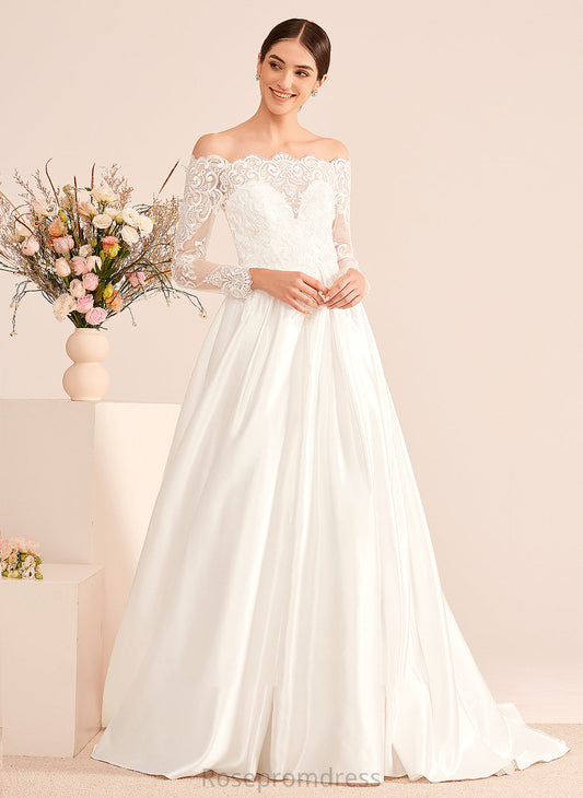 Court With Erin Wedding Wedding Dresses Lace Off-the-Shoulder Dress Ball-Gown/Princess Train