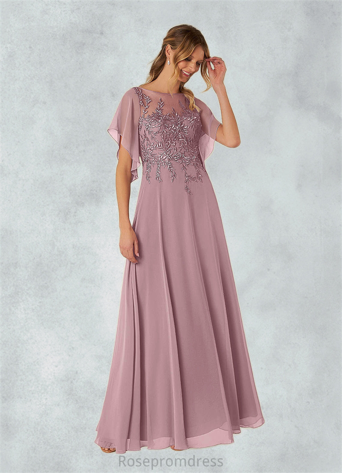 Eliana A-Line Sequins Chiffon Floor-Length Dress SRSP0019873