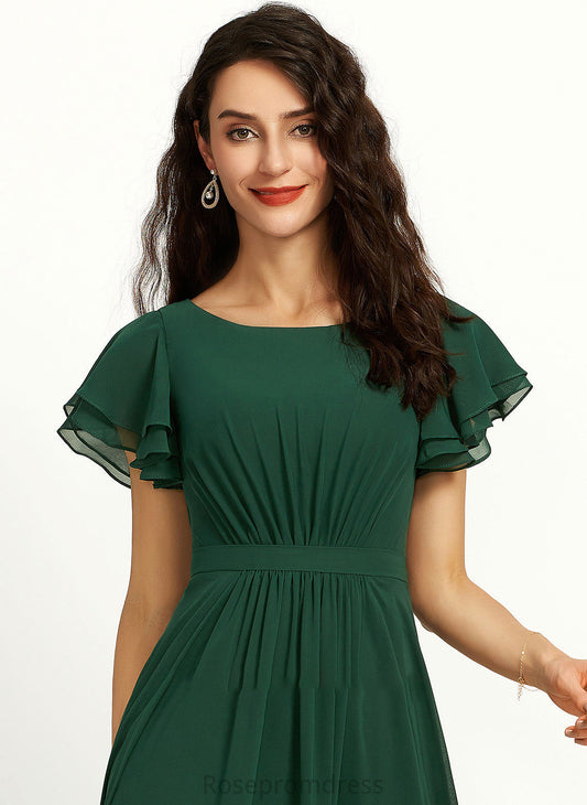 Floor-Length Neckline Ruffle Length A-Line Silhouette ScoopNeck Fabric Embellishment Erika Spandex Natural Waist Bridesmaid Dresses