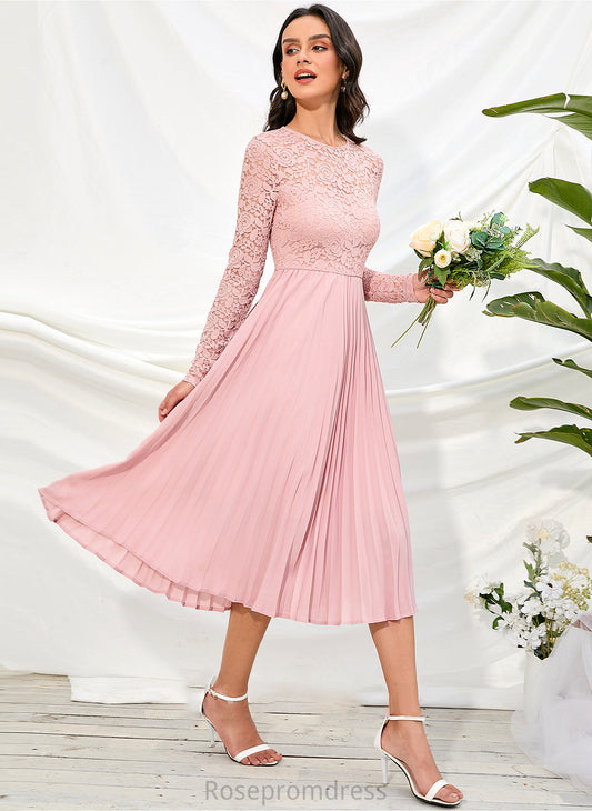 Knee-Length Silhouette Fabric Length Lace A-Line Sleeve Sleeves Straps Jaden A-Line/Princess Floor Length Bridesmaid Dresses