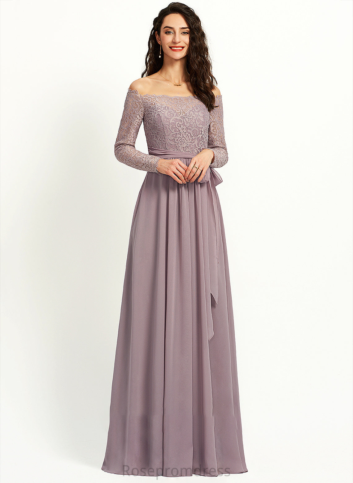 Silhouette Fabric Floor-Length Neckline Length Straps A-Line Off-the-Shoulder Lace Bethany A-Line/Princess V-Neck Bridesmaid Dresses