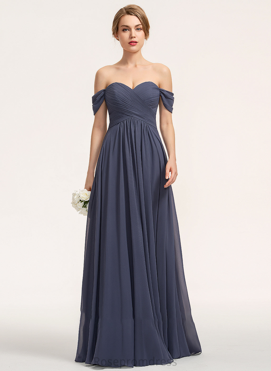 Silhouette Floor-Length Length Fabric Off-the-Shoulder Neckline A-Line Embellishment Ruffle Desiree Bridesmaid Dresses