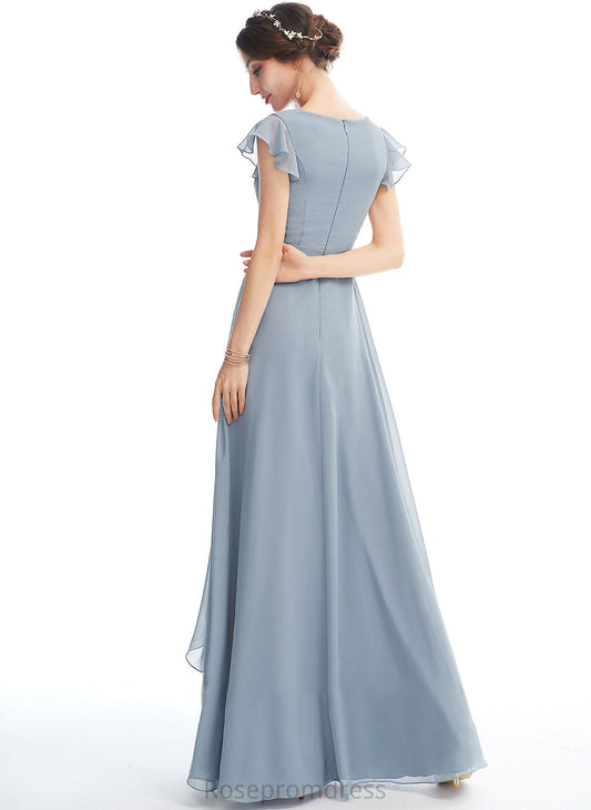 Fabric Length Embellishment Ruffle V-neck Silhouette Floor-Length A-Line Neckline SplitFront Anna Bridesmaid Dresses