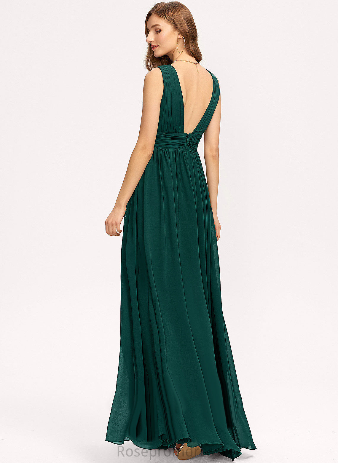 Floor-Length Straps&Sleeves Neckline V-neck A-Line Fabric Silhouette Length Meg One Shoulder Sleeveless A-Line/Princess Bridesmaid Dresses