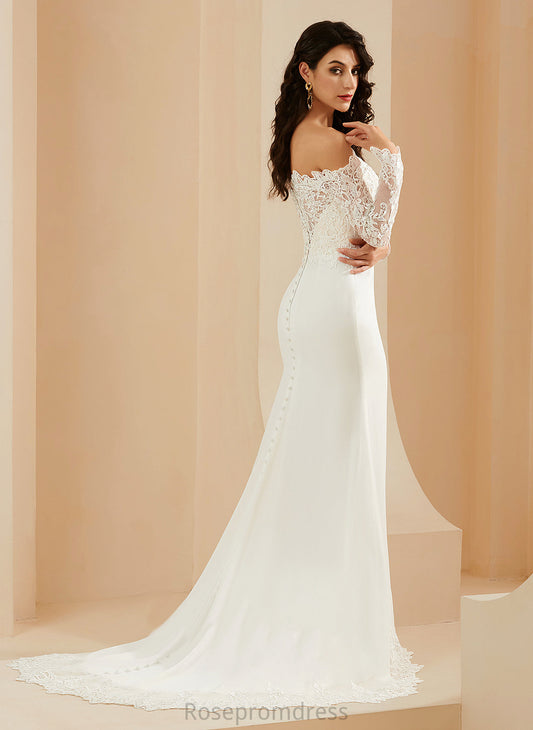Off-the-Shoulder Wedding Dresses Trumpet/Mermaid Chiffon Dress Train Kaliyah Lace With Court Wedding