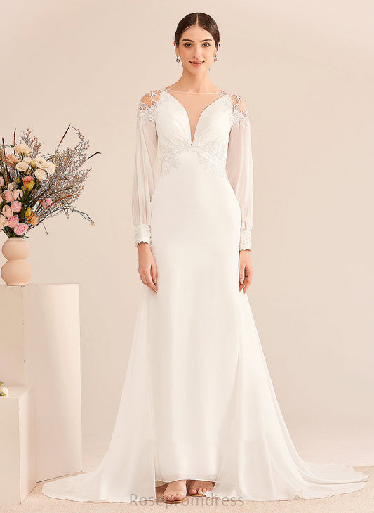 Court Wedding Dresses Kate Trumpet/Mermaid Beading Wedding Dress Train Illusion With
