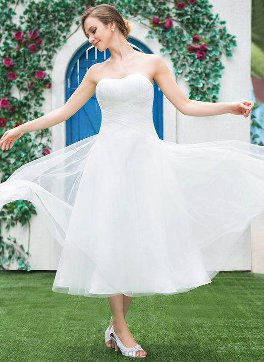 Dress Tea-Length With Wedding Sweetheart A-Line Wedding Dresses Marin Ruffle Tulle
