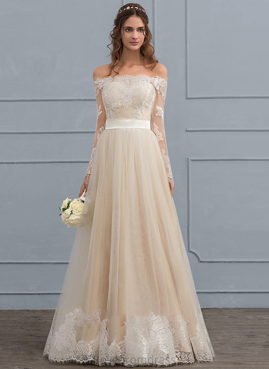 Janice Wedding Floor-Length Lace Wedding Dresses A-Line Tulle Dress