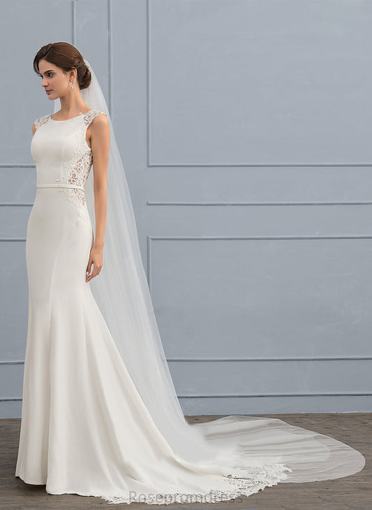 Beatrice Wedding Scoop Train Trumpet/Mermaid Dress Court Neck Wedding Dresses Lace