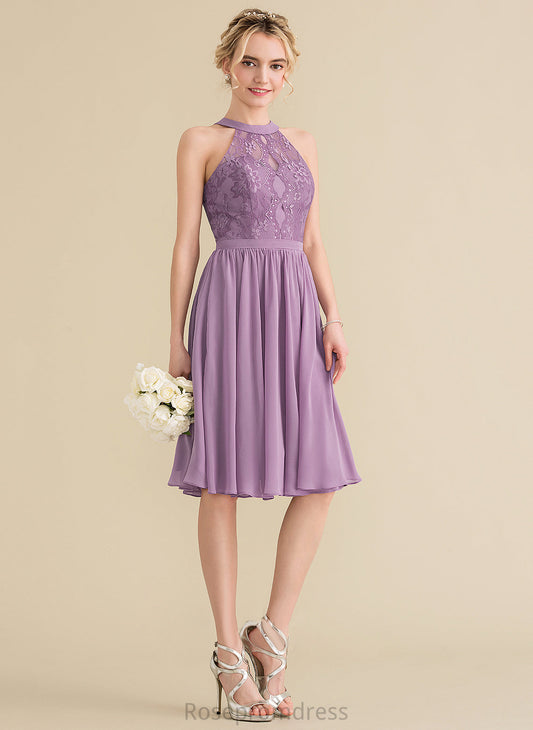 Homecoming Dresses A-Line With Knee-Length Lace Mariela Lace Scoop Chiffon Neck Dress Homecoming