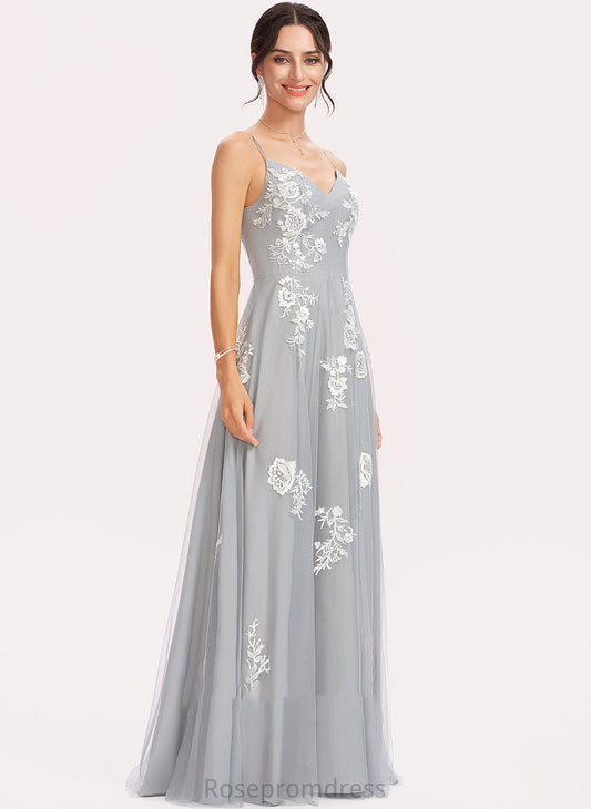 Silhouette Lace Length Embellishment Fabric Floor-Length A-Line Neckline V-neck Tatum Bridesmaid Dresses
