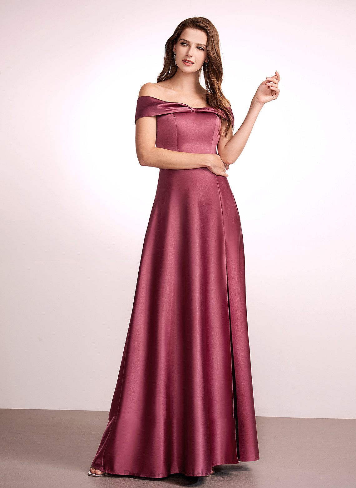 Neckline Embellishment SplitFront Fabric A-Line Off-the-Shoulder Floor-Length Silhouette Length Lacey Floor Length Sleeveless Bridesmaid Dresses