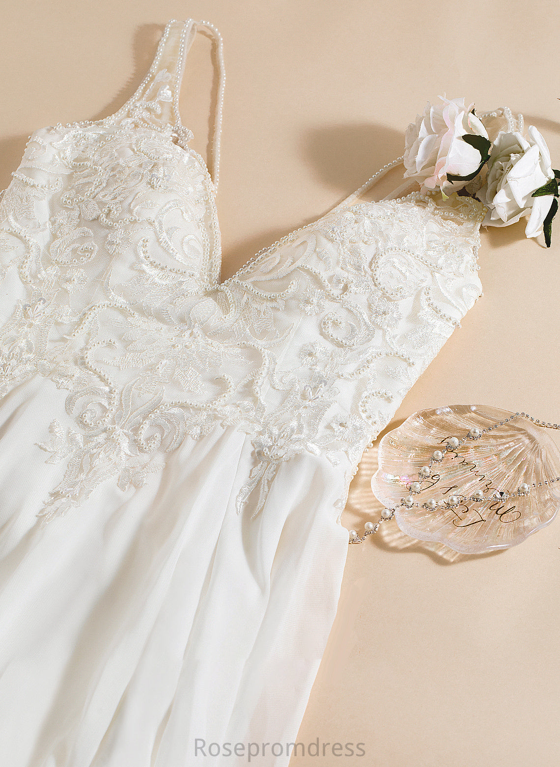 Sequins With Dress Train Sweep Split Wedding Dresses Front Beading A-Line Wedding V-neck Chiffon Cali