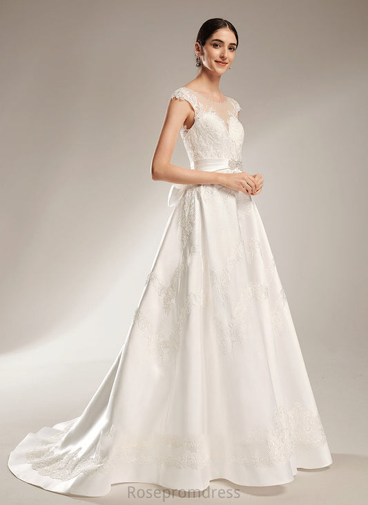 Ball-Gown/Princess With Sequins Dress Chapel Beading Train Anika Wedding Scoop Wedding Dresses Neck