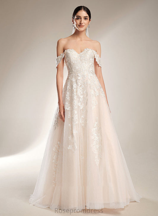 Kristina Off-the-Shoulder Ball-Gown/Princess Chapel Wedding Dresses Wedding Train Dress