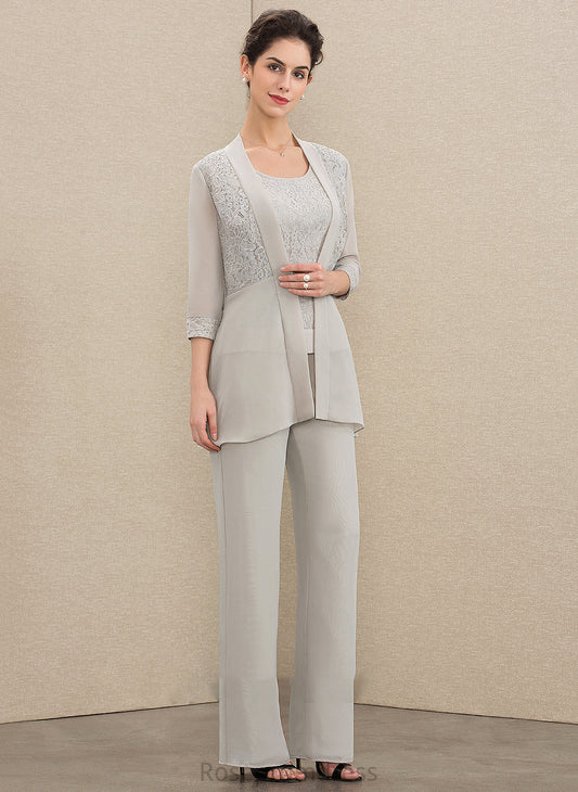 Dress Mother Nadine the Chiffon Lace of Mother of the Bride Dresses Neck Bride Scoop Floor-Length Jumpsuit/Pantsuit