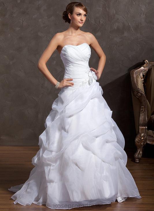 Organza With Ball-Gown/Princess Wedding Dresses Appliques Wedding Train Sweetheart Court Beading Gabrielle Dress Lace Flower(s)