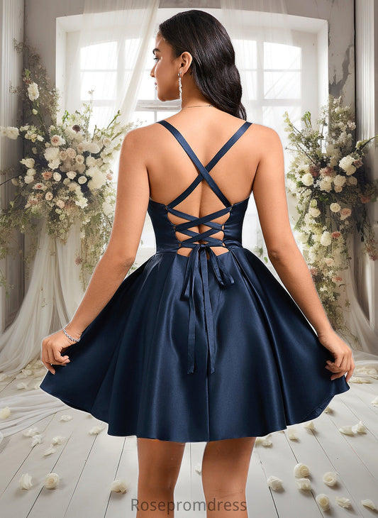 Kaylen A-line Sweetheart Short Satin Homecoming Dress With Pleated DSP0025673