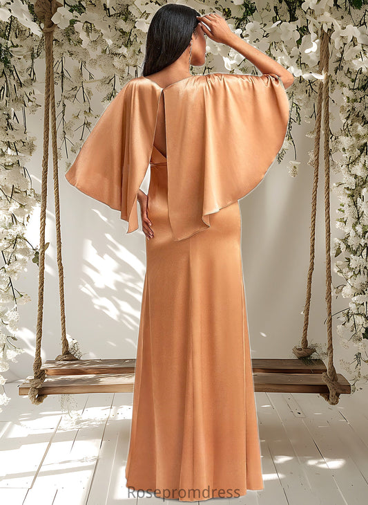 Carina A-line Square Floor-Length Stretch Satin Bridesmaid Dress DSP0025765