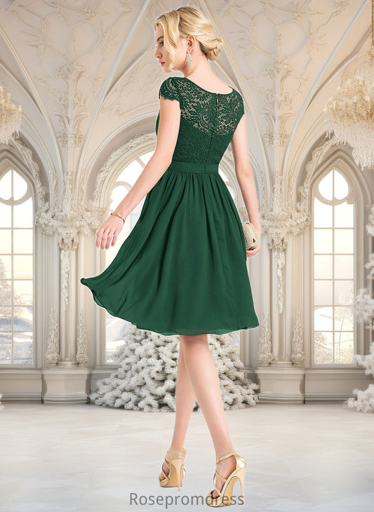 Zoey A-line Scoop Knee-Length Lace Chiffon Homecoming Dress DSP0025698