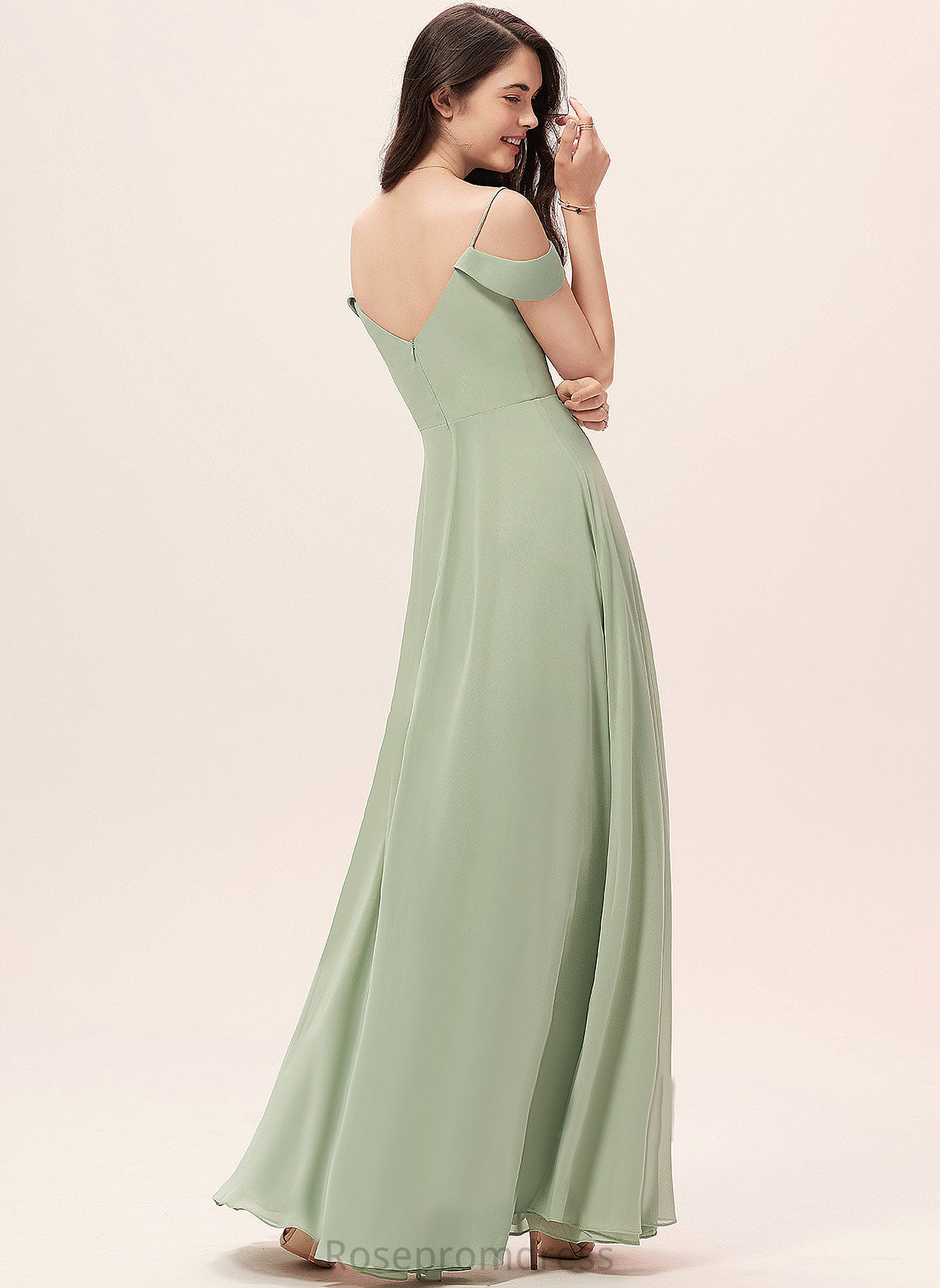 V-Neck Floor-Length Neckline Straps&Sleeves A-line Silhouette Fabric Length Jessie Bridesmaid Dresses
