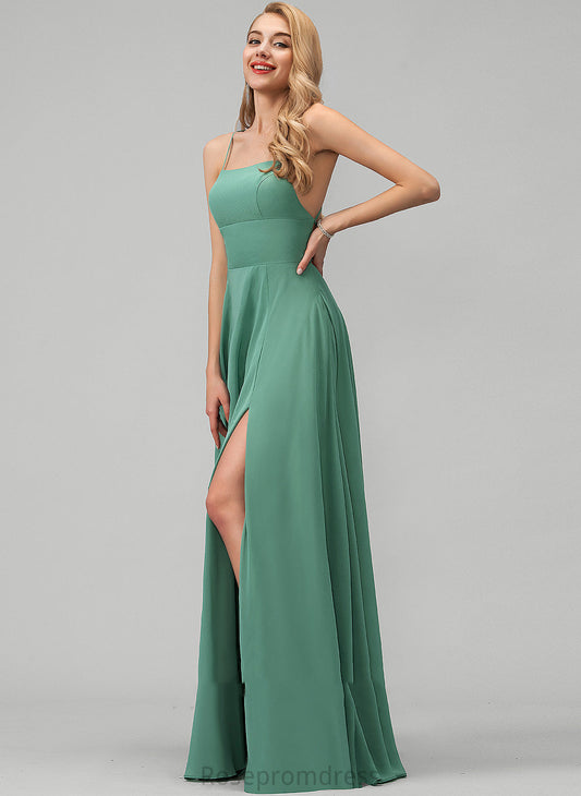 Floor-Length Pockets A-Line Fabric Neckline Embellishment SplitFront Silhouette SquareNeckline Length Kaylen Bridesmaid Dresses
