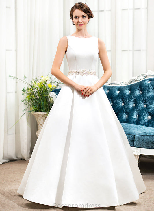 Dress Sequins Ball-Gown/Princess Wedding Scoop Yoselin Floor-Length Wedding Dresses Satin Beading Neck With