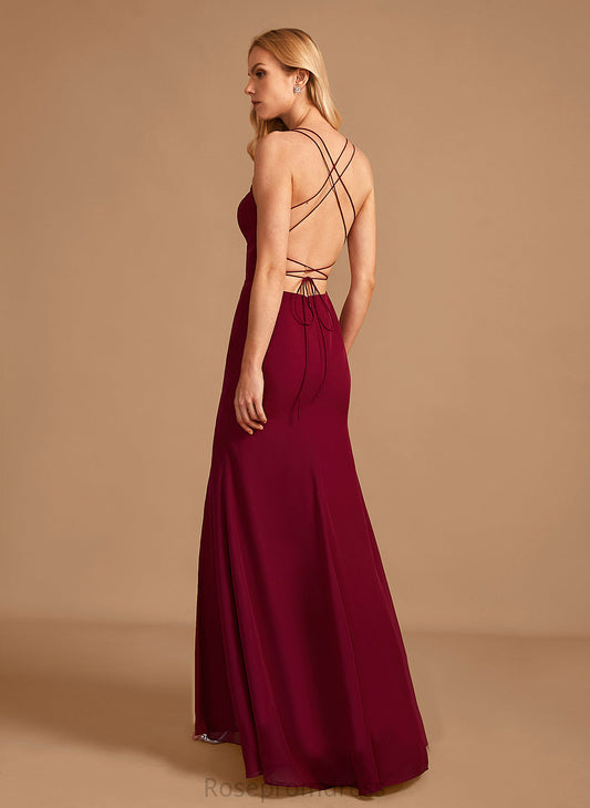 Neckline Floor-Length SplitFront V-neck Trumpet/Mermaid Embellishment Length Silhouette Fabric Adriana Natural Waist Off The Shoulder Bridesmaid Dresses