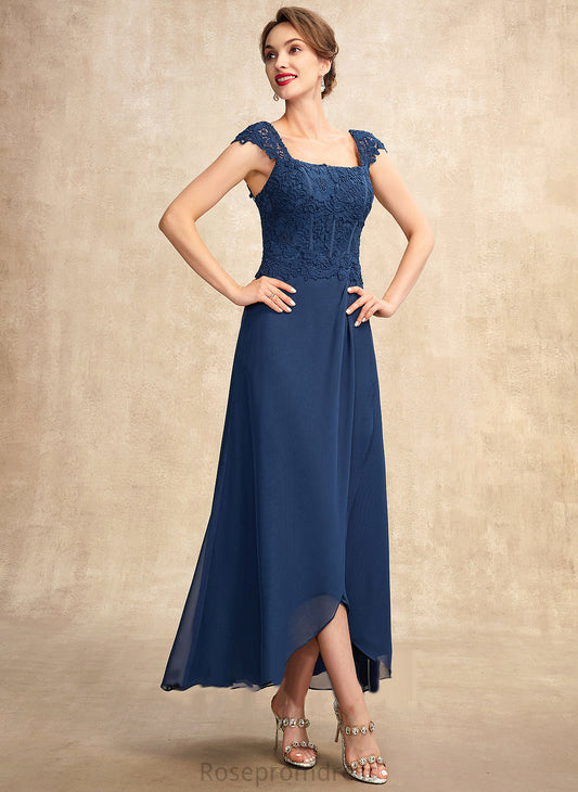 Chiffon Dress Neckline Lace of Square Asymmetrical Mother of the Bride Dresses the Mother Bride A-Line Vicky