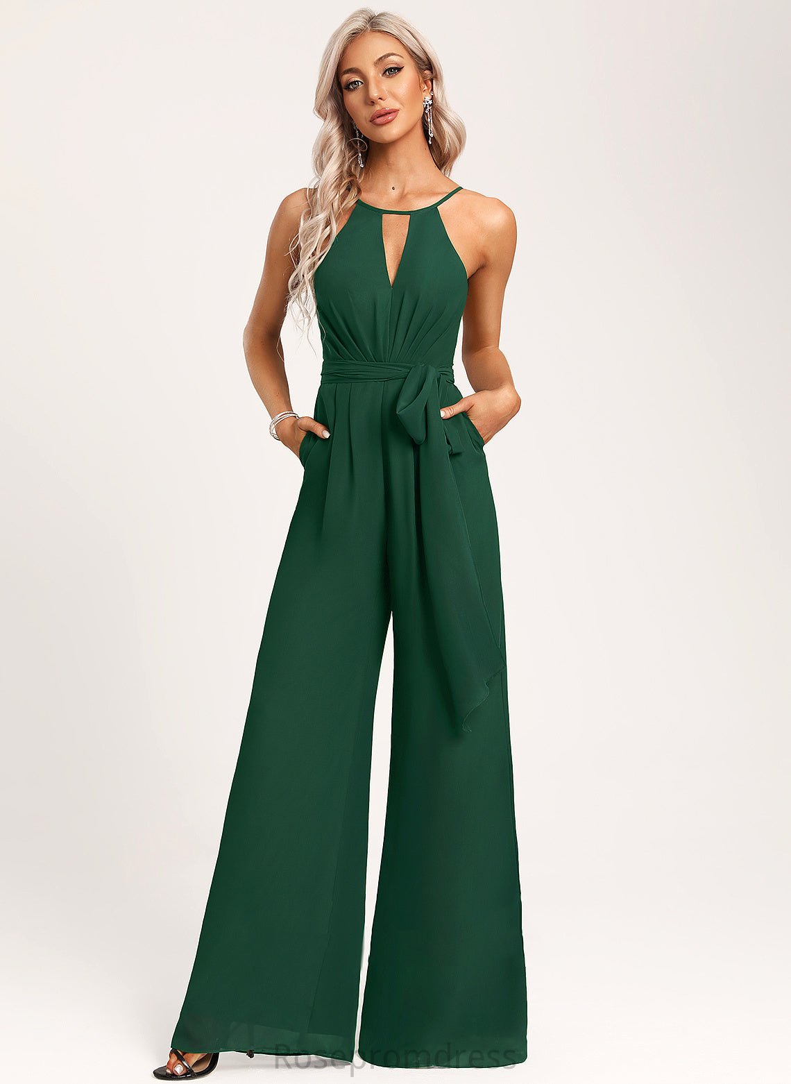 Fabric SpaghettiStraps BackStyle Straps&Sleeves Halter Sleeveless Neckline Length Floor-Length Kianna Bridesmaid Dresses